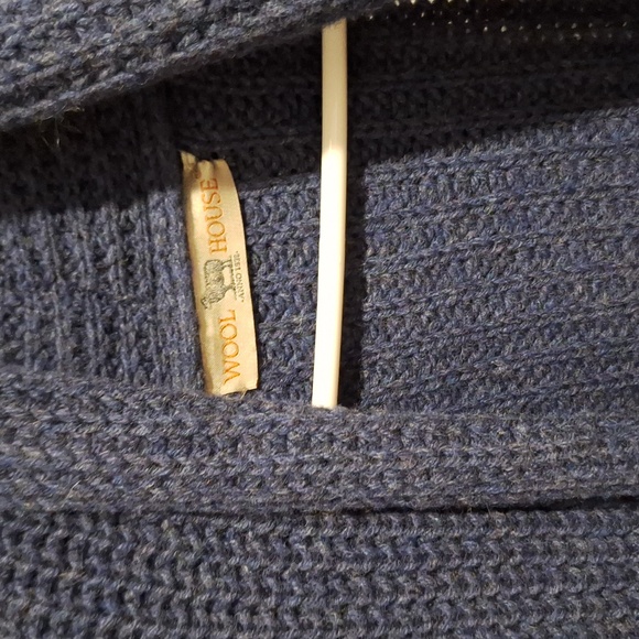Wool House Denim Blue Knitted Woolen Cardigen - Men's - Open Front With Pockets - Picture 3 of 4